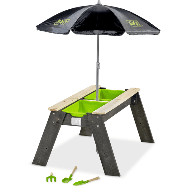 EXIT Aksent Sand - och vattenbord med parasoll och trädgårdsredskap