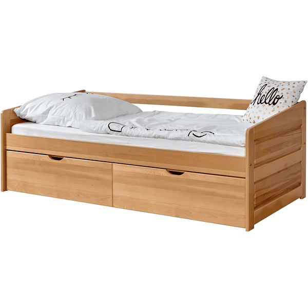 TiCAA Sofabett Micki Buche natur mit 2 Schubladen
