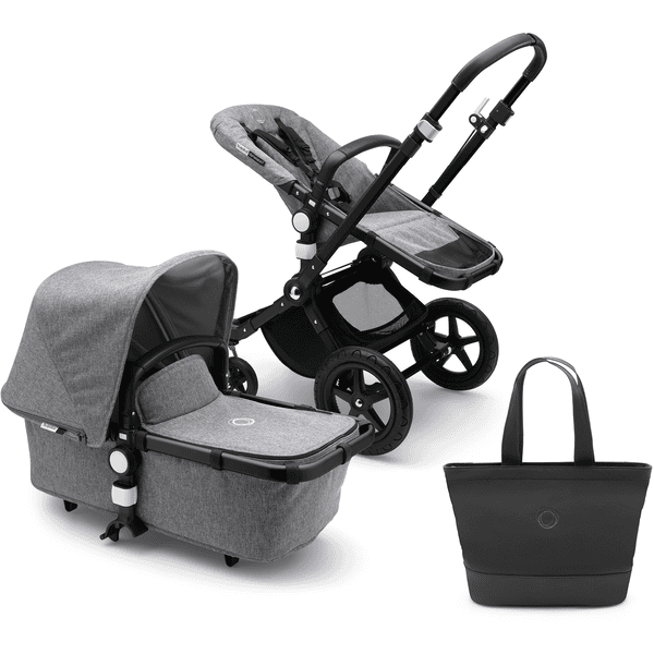 bugaboo Cameleon Black Barnvagn 3 Plus Complete /Grey Melange inklusive skötväska Black 