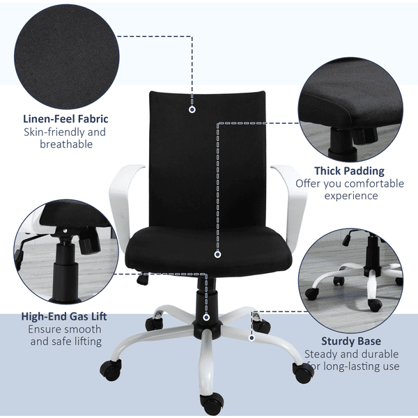 Vinsetto Bürostuhl ideal für Sitz und Stehplätze mit Armlehnen schwarz 