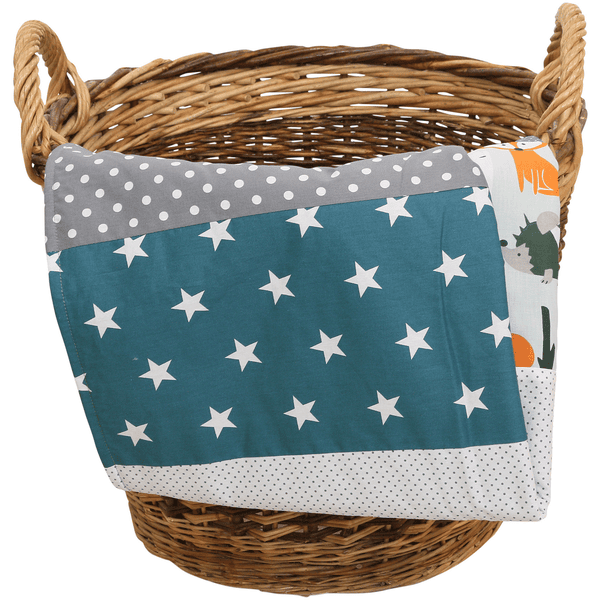 Ullenboom Coperta per bambini 100X140 cm Animali della foresta Petrol 