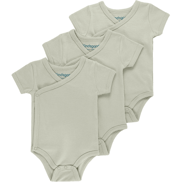 kindsgard Wrap-around bodysuit trunder 3-pack korte mouw taupe