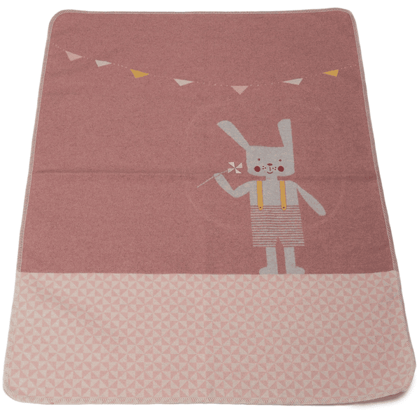 DAVID FUSSENEGGER Couverture bébé lapin tricot rouge 70x90 cm
