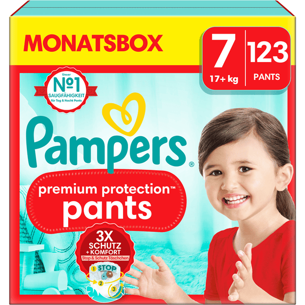 Pampers Premium Protection Pants, storlek 7, 17 kg+, månadsbox (1x 123 blöjor)