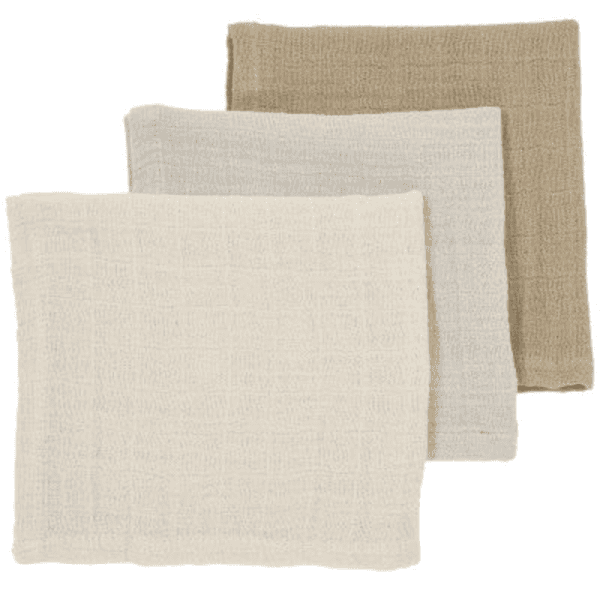 Meyco Spucktücher Musslin 3er-Pack soft sand/greige/taupe 30 x 30 cm