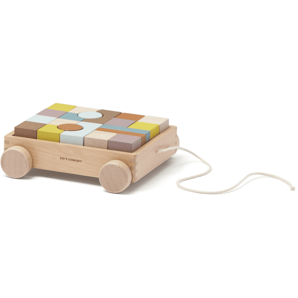 Kids Concept® Wagen mit Holzklötzen Neo bunt