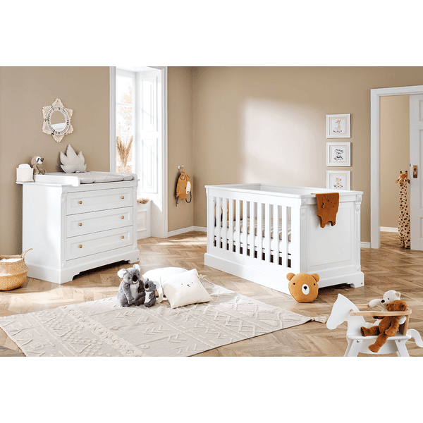 Pinolino Chambre bébé duo lit commode Emilia Gold bois large 70x140 cm