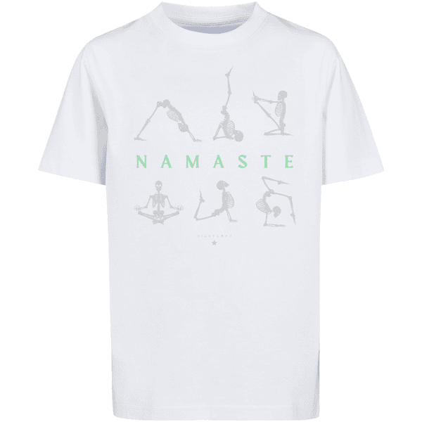 F4NT4STIC T-Shirt Namaste weiß Halloween Skelett Yoga