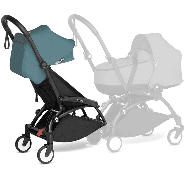 BABYZEN Kinderwagen YOYO 6+ connect Black mit Textilset Aqua babymarkt.de