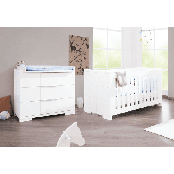 Pinolino Chambre bébé duo lit commode Polar bois 70x140 cm