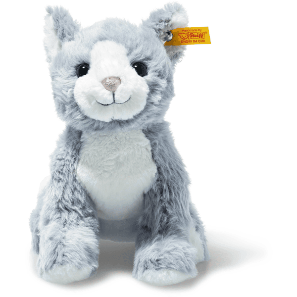 Steiff Suave Cuddly Friends Gato Cassie azul hielo/blanco, 26 cm