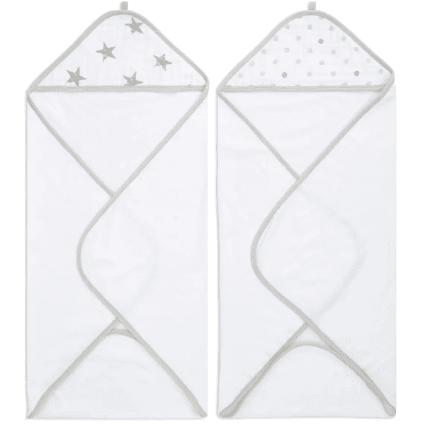 aden + anais™ essential s asciugamano da bagno con cappuccio 2-pack dusty 