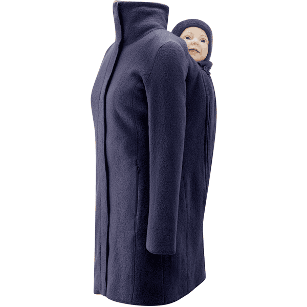 mamalila Manteau de portage de bebe eco laine Oslo bleu marine roseoubleu