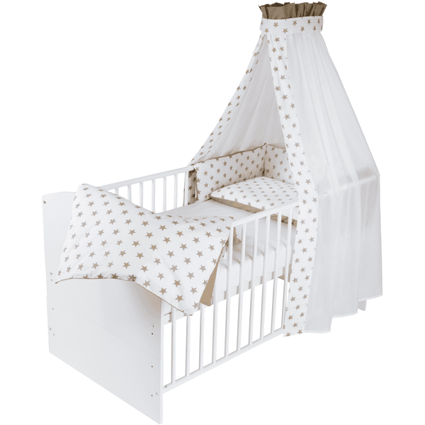 Schardt Komplettbett Classic White Big Stars beige 70 cm x 140 cm