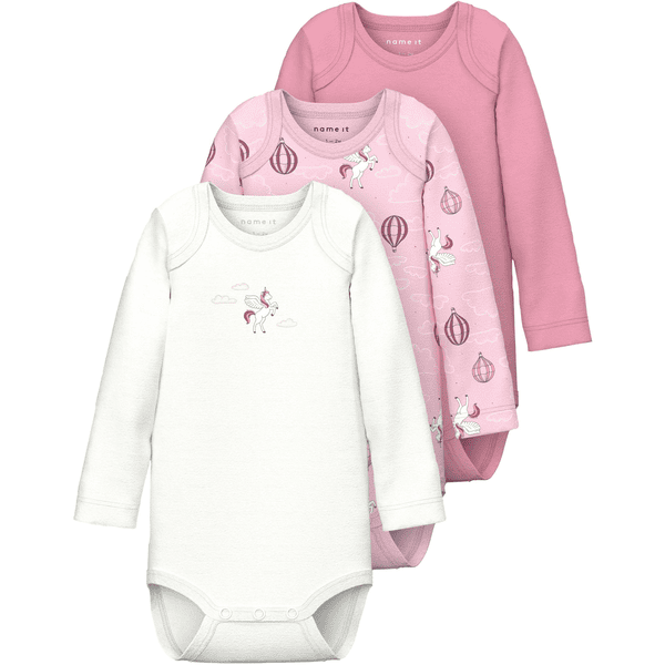 name it Bodysuit z długim rękawem 3 pack Parfait Pink