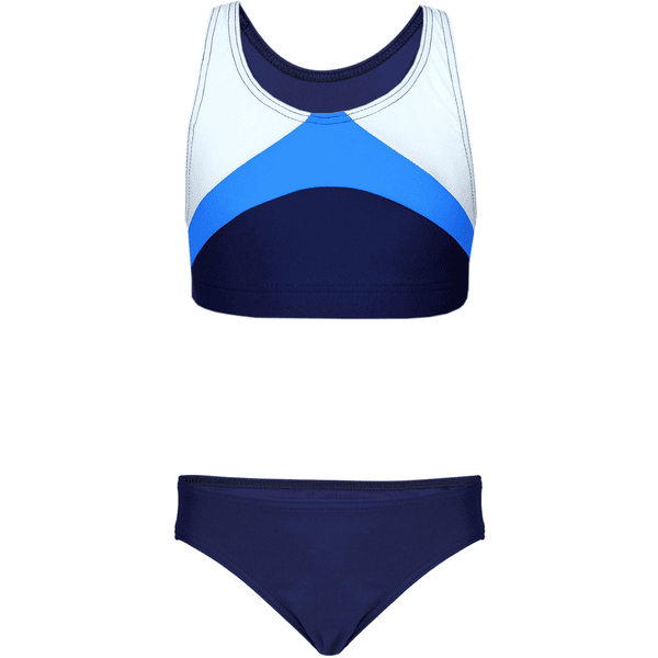 Aquarti Mädchen Sport Bikini Racerback Bustier & Bikinislip blau/weiß 
