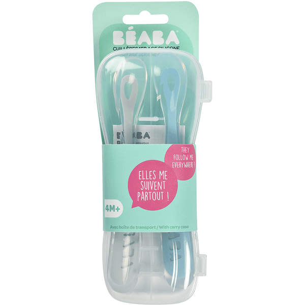 4 Cucharas para bebé 1ª edad BEABA Soft sin BPA - verde sauce