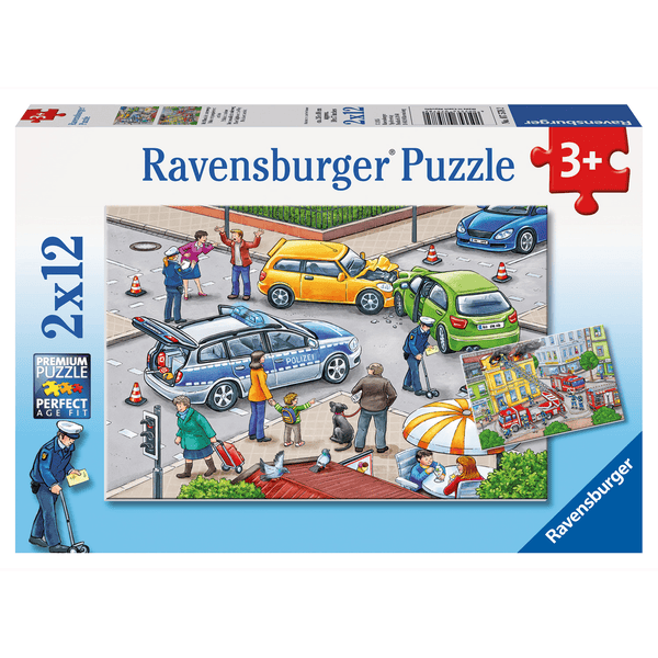 Ravensburger Puzzle 2x12 Teile - Mit Blaulicht unterwegs