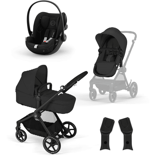 cybex GOLD EOS-lastenvaunut Black Moon Black sekä lastenistuin Cloud G i-Size Moon Black ja Adapter . 