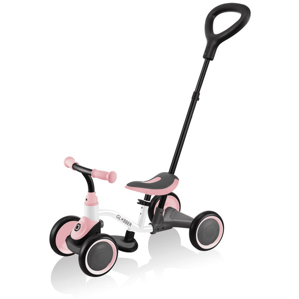 GLOBBER Vélo d'apprentissage 3en1 porteur draisienne enfant, blanc/rose pastel