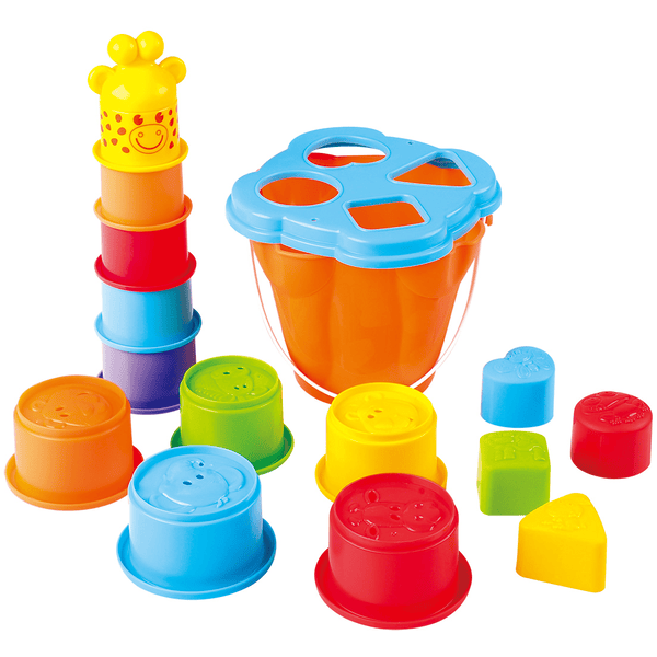 Playgo® Spieltrainer Giraffe mit Formensortierer, Stapelturm und Eimer