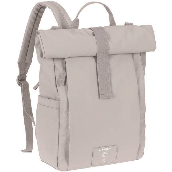 LÄSSIG Backpack Mochila cambiador Rolltop Up taupe