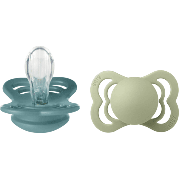 BIBS® Sucettes Supreme Island Sea/Sage silicone 0-6 mois lot de 2