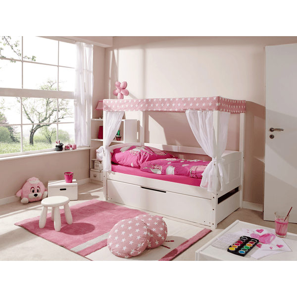 TiCAA Himmelbett Mini mit Zusatzbett Stern Rosa