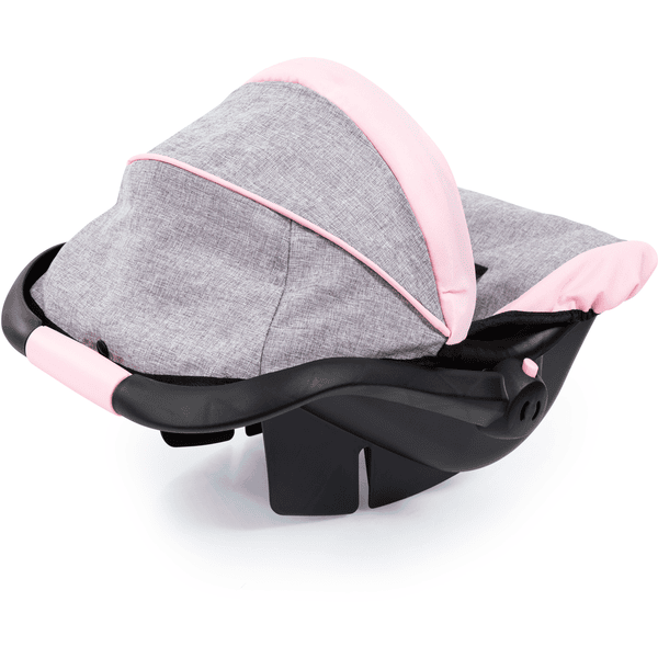 bayer Design Seggiolino auto per bambole con cappottina, grigio/rosa con  farfalla 