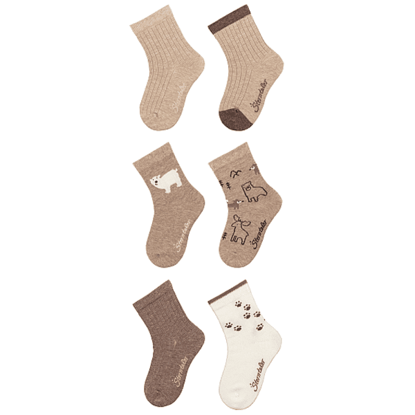 Sterntaler Lot de 6 chaussettes Ours polaire nature melange  