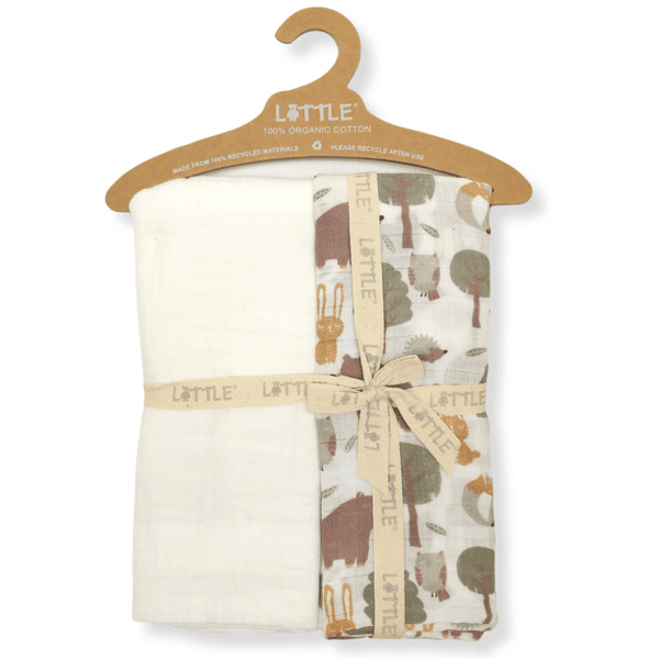 LITTLE Puck håndklær 2-pack Forest Off white 