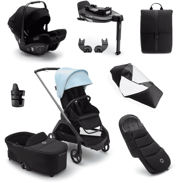 bugaboo Kinderwagen Dragonfly Complete Graphite/Midnight black/Skyline Blue, Ultimate Newborn Bundle