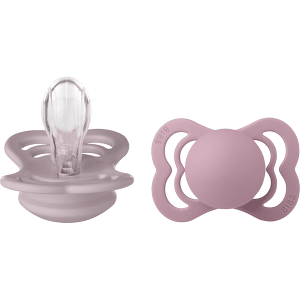 BIBS Sucette Supreme Dusky Lilac/Heather silicone 0-6 m, lot de 2