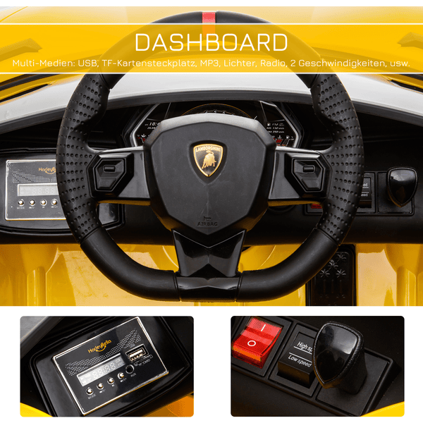 HOMCOM Kinderauto Lamborghini elektrisch gelb 