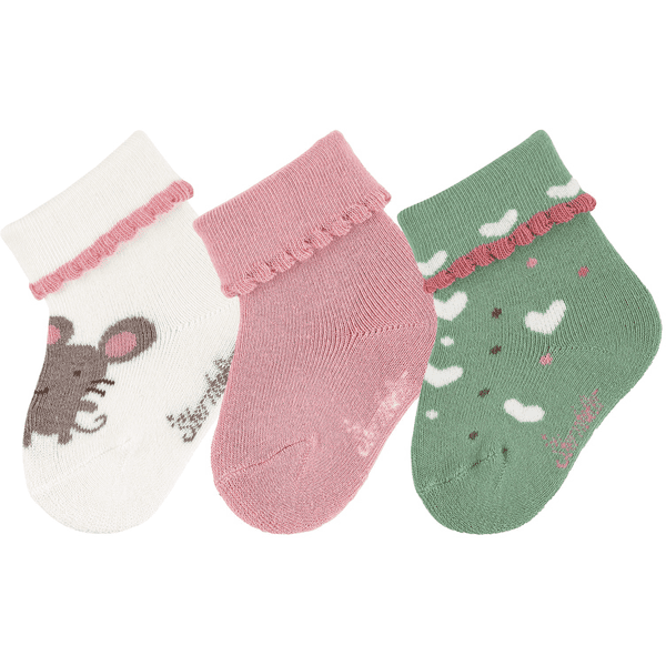 Sterntaler Mädchen Socken 3er Pack - Niedliche Maus-Motive Mit Herzen & Schneesternen