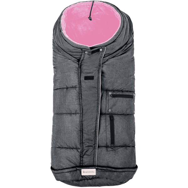 Altabebe Winterfußsack mit 3M Füllung dunkelgrau rosa