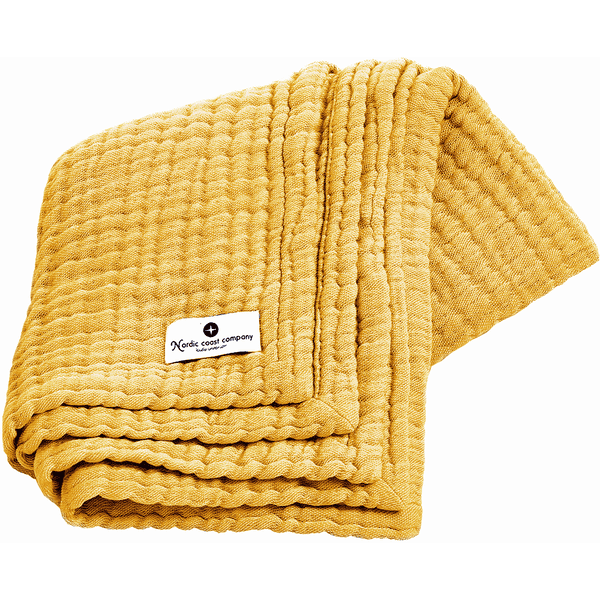 Nordic Coast Company Mušelínová deka kari žlutá 80 x 80 cm