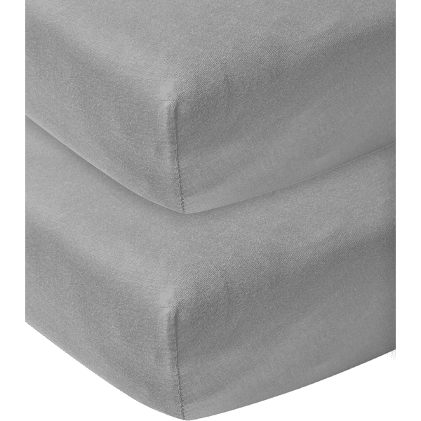 Meyco Paquete de 2 sábanas ajustables de jersey 40 x 80 cm gris