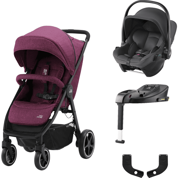 Britax Römer  Buggy B-Agile M Cherry Wijn inclusief baby-autostoeltje Baby-Safe Core i-Size Mid night  Grijs plus basis station Core en Adapter 