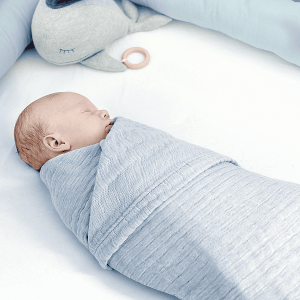 Copertina blu polvere in mussola di cotone per neonato – Nordic