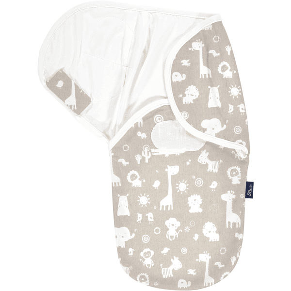 Alvi® Couverture emmaillotage bébé Harmonie animaux zoo taupe