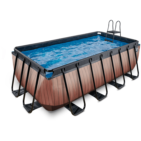 EXIT rámový bazén 4x2x1,22 m (12V filtrační čerpadlo) - dřevěná optika