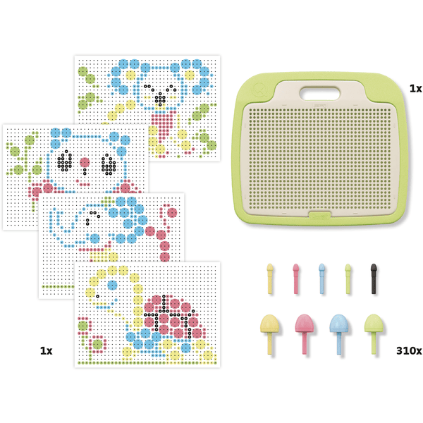 Quercetti Gioco di chiodini a mosaico PlayEco+ in plastica riciclata: Fanta  Color PlayEco+ (310 pezzi) 
