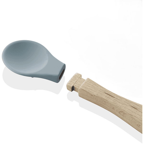 babyJem Cucchiaio in silicone con manico in legno, menta 