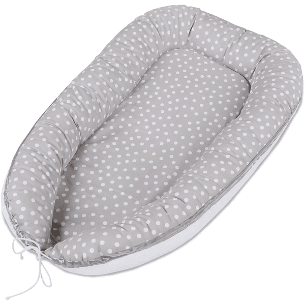 babybay® Kuschelnest perlgrau Punkte weiß