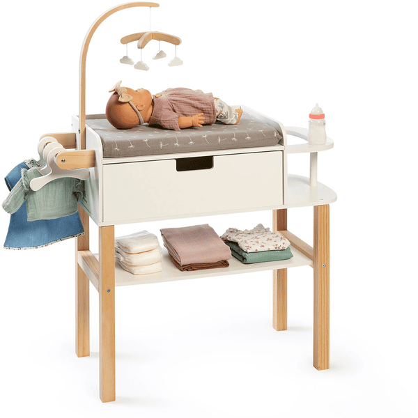 MUSTERKIND® Commode à langer pour poupée Viola bois naturel/blanc