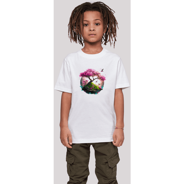 F4NT4STIC T-Shirt Tee Kirschblüten Baum Unisex weiß