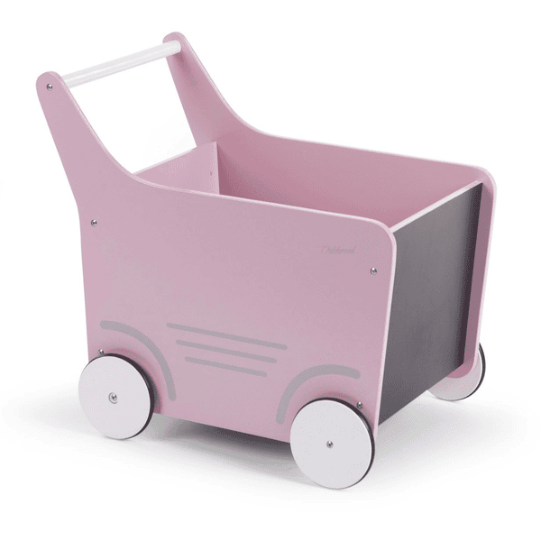 CHILDHOME Dřevěný vozík růžový