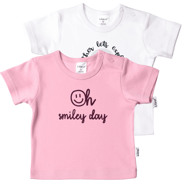 Liliput T-Shirts 2er-Set day rosa-weiss smiley Oh