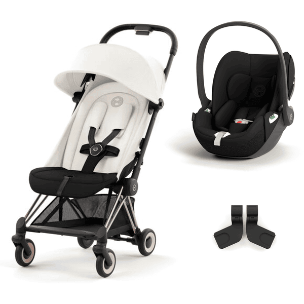 cybex PLATINUM Buggy Coya Rosegold Off White inklusive Babyschale Cloud T I-Size Sepia Black und Adapter